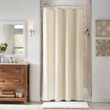 Beige Linen Shower Curtain, Textured Fabric 48"W x 72"L Pack of 1 Flax Linen