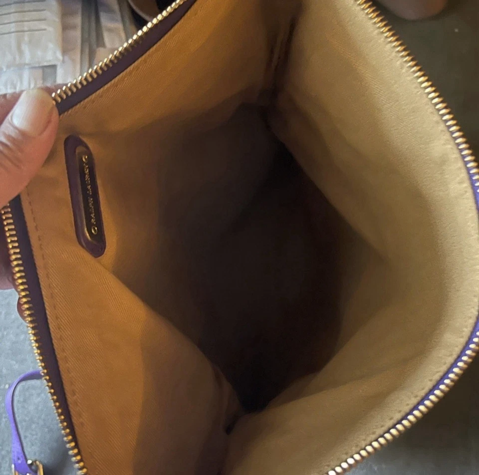 Bandolera/bolso de mano plegable de gamuza púrpura Ralph Lauren Foto 4 de 4