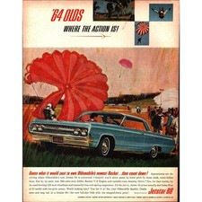 1964 OLDSMOBILE JETSTAR 88 Print Ad "Where the action is!" Sky Diving c2