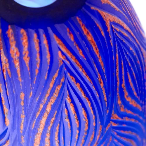 Cyan lighting - Fused Groove - Large Vase - 7.25 Inches Wide by 12.75 Inches - Picture 2 of 3