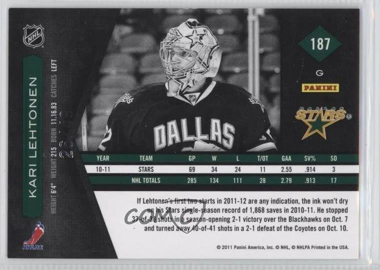 2011-12 Limited Ruby Spotlight /49 Kari Lehtonen #187 - Image 2 of 2