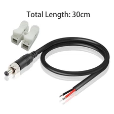 1x Anti-Dropout DC Power Pigtail Cable Nut 5.5mm x 2.1mm Male Open Bare CCTV DVR