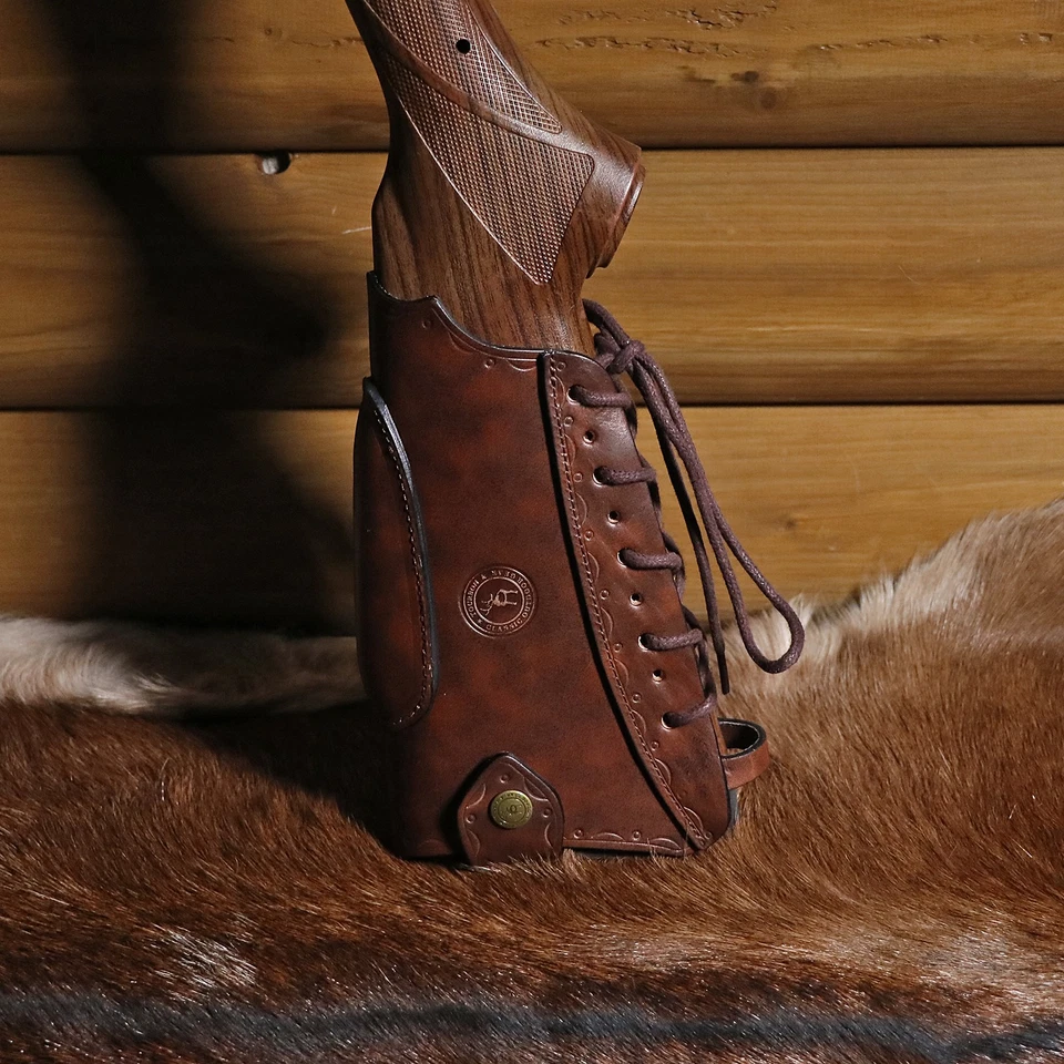 TOURBON Leather No Drill Buttstock Holder Rifle Recoil Pad Shotgun Cheek Rest - Image 4 of 4