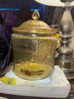 Depression Glass Amber Patrician Spoke Cookie Jar And Cover