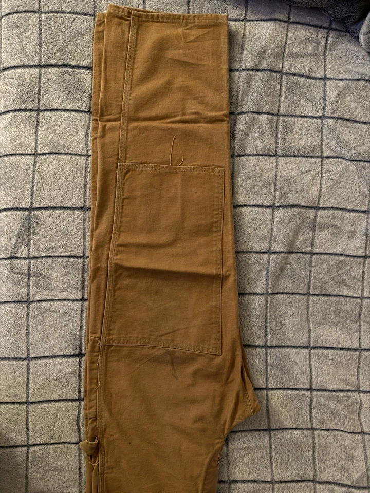 Mono con tirantes Carhartt R01 BRN Duck doble rodilla sin forro 36X34 hecho en EE. UU. Foto 4 de 4