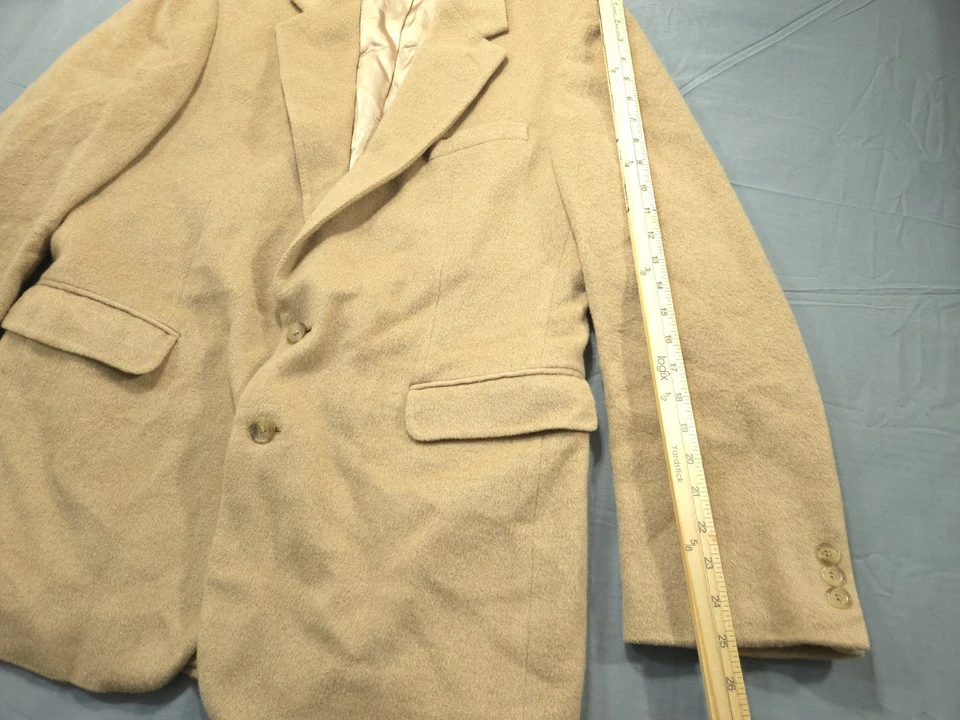Blazer Ron Chereskin Masculino 46 Bege Casaco Cabelo de Camelo Itália Vintage - Imagem 3 de 4