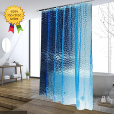 Blue Shower Curtain Liner 100 Waterproof EVA 3D Shower Curtains with 3 Duty Hea