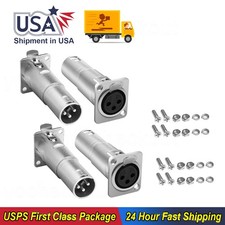 4x For D Panel Mounting XLR Male To Female Feed/Pass Thru Connector Adapter