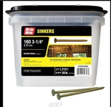 Grip-Rite 16D x 3-1/4 In. Coated Sinker Framing Nails (1715 Ct., 30 Lb.)