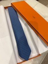 HERMES patterned tie blue