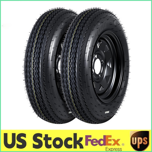2-Pack Trailer Tire On Rim 4.80-12 480-12 12x4 in Steel Wheel for Utility 6PR