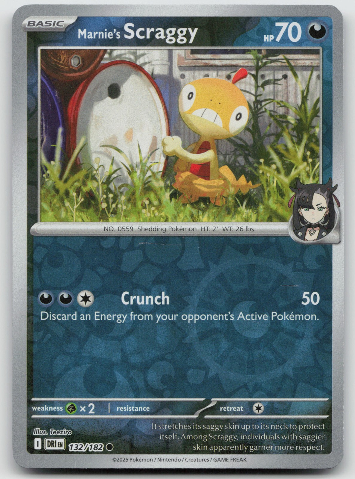 Marnie's Scraggy Common Reverse Holo SV10: Destined Rivals 132/182 LP