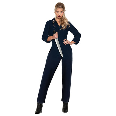 Women's Blue Horror Jumpsuit Costume - Morris Costumes