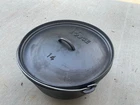 NWOT Lodge Large Cast Iron Dutch Oven Pot Marked 14 CO USA W/ Lid #14 Footed