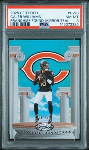 2025 PANINI CERTIFIED FRANCHISE FOUNDATIONS MIRROR TEAL CALEB WILLIAMS /75 PSA 8
