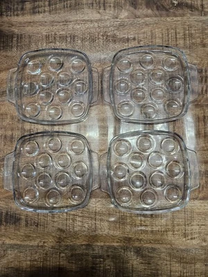 Lot De 4 Plats A Escargots Vintage PYREX Verre Trempé - Photo 1/4
