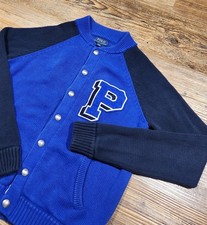 Polo Ralph Lauren Boy's Button Cardigan Knitted Cotton Sweater Lg with "P"
