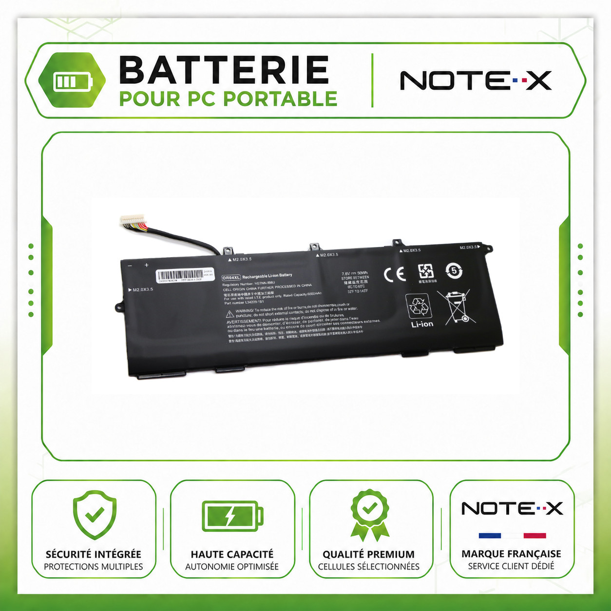 Batterie HP EliteBook x360 830 G5 G6 d'origine OR04XL 7.6V 6600mAh