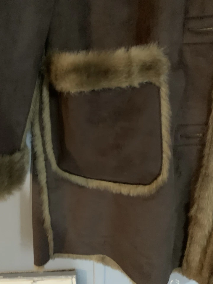 Abrigo Parka Capucha De Colección Años 90 Raro Dennis Basso Reversible Piel Sintética Gamuza Talla Mediana Foto 2 de 4