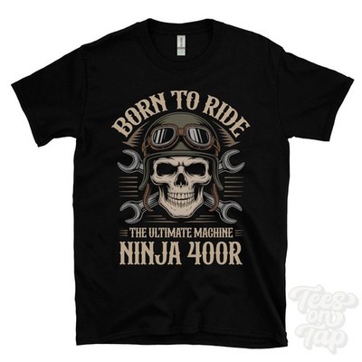 NINJA 400R MOTORRAD T-SHIRT BORN TO RIDE THE ULTIMATE MACHINE Retro Biker