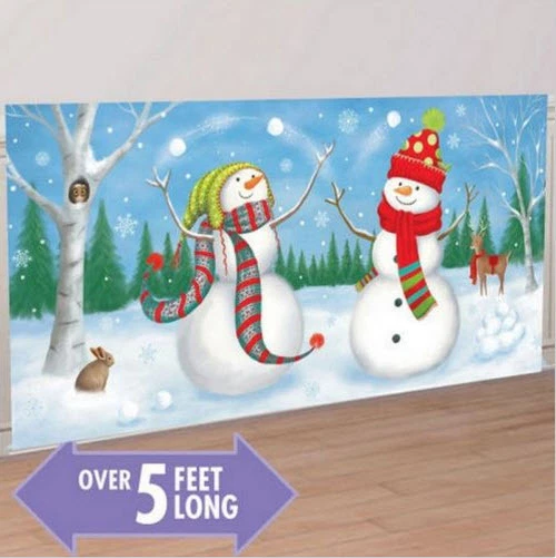 SNOWMEN JUGGLING Scene Setter Christmas holiday party wall decor kit 5' Frosty - Image 2 of 3