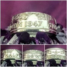 Coin Ring Size Z+2 1947 Halfcrown Coin Ring 