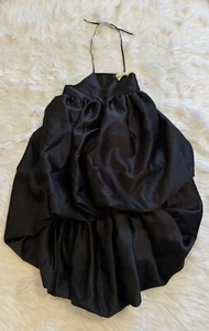Shushu Tong New Puff Ball Dress Skirt Asymmetric Ruffle Bow Satin Black Size 12