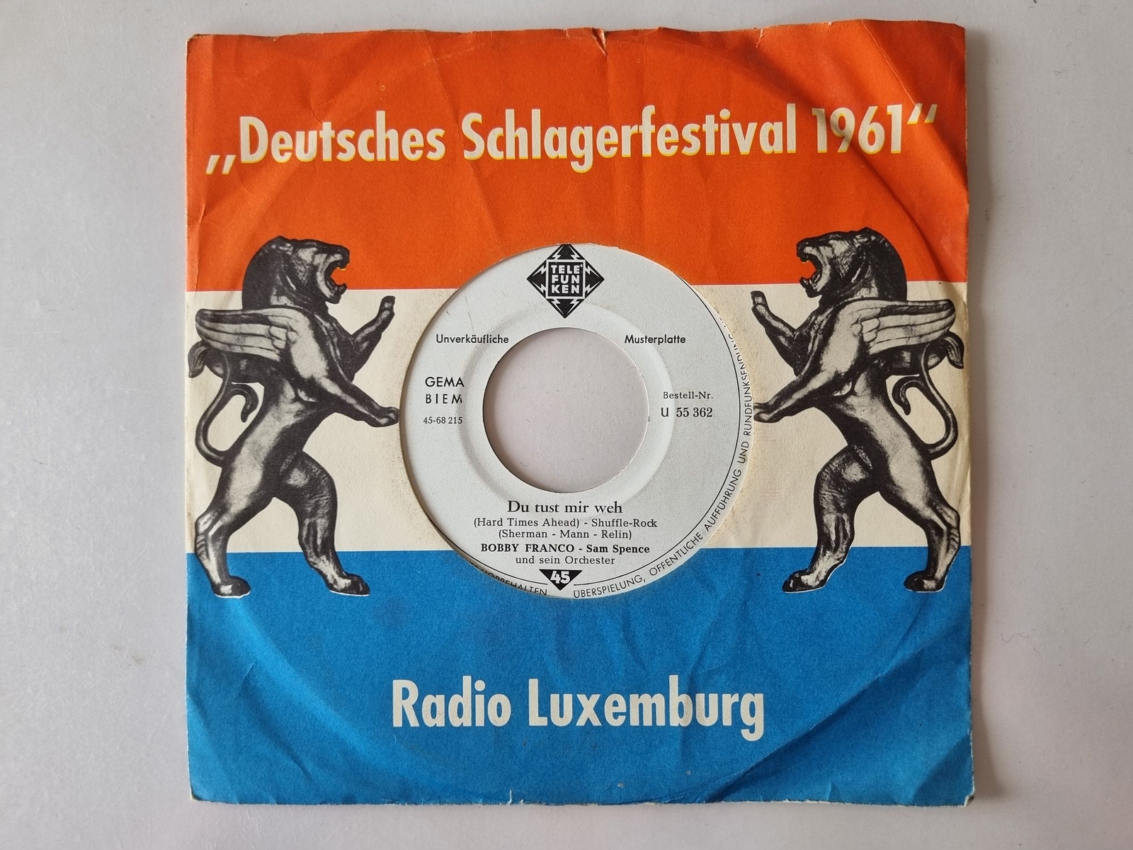 Bobby Franco - Du Tust Mir Weh / Warum Lieb' Ich Dich? 7'' Vinyl Germany PROMO