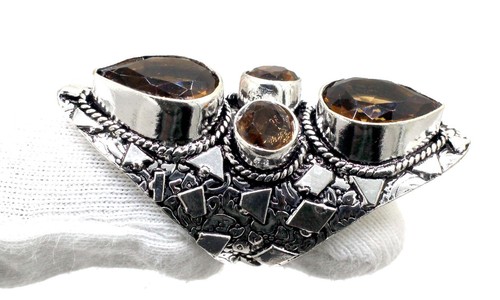 Smoky Quartz Handmade 925 Sterling Silver Statement Ring-Mother's Day Gift - Picture 3 of 4