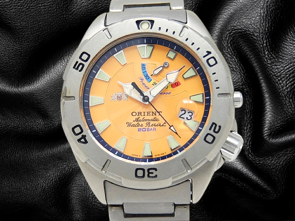 Orient M-Force CA Titanium Orange Dial Power Reserve