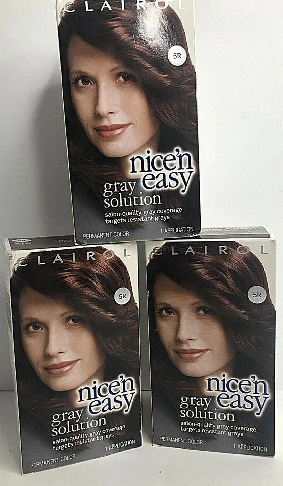 Lot of 3 Clairol Nice 'N Easy Gray Solution, #5R Medium Auburn Discontinued NOS - Image 2 of 4