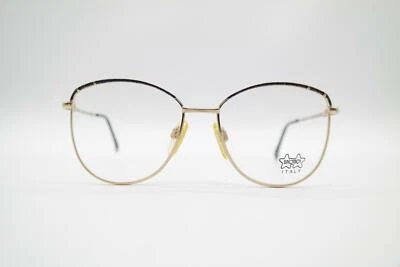 Lunettes Vintage Luxottica 2111 Or Cuivre Bleu Ovale Monture NOS - Photo 1/4