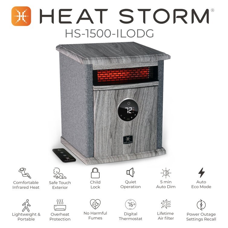 Heat Storm HS-1500-ILODB Cabinet Heater Gray 1,500 Watts Logan