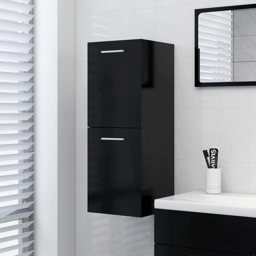 vidaXL Bathroom Cabinet Black 30x30x80 cm Engineered Wood Durable