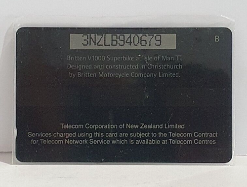 BRITTEN SUPER-BIKE V1000 1994 RARE PHONECARD, NZ Telecom, Pic at Isle of Man TT - Foto 2 di 2