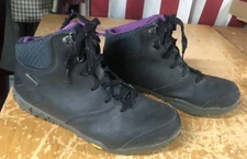 Hi-Tec Cherubino Black Leather Purple Hiking Mid Waterproof Boots Women 8 Vibram