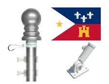 Acadiana 3'x5' Polyester Flag & Spinner Flagpole Set w/Adjustable Bracket