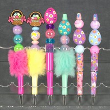 Spring  Easter Fancy Beaded Pens w/ Easter Basket  Easter Egg Silicone Focal