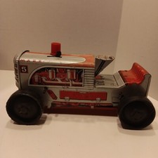 Marx 5 Vintage 1950'sRed And Silver Wind Up Tin Litho Tractor Farmall IH