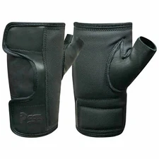 Wheelchair Real Leather Finger-less Full Open Adjustable Palm Protected Gloves
