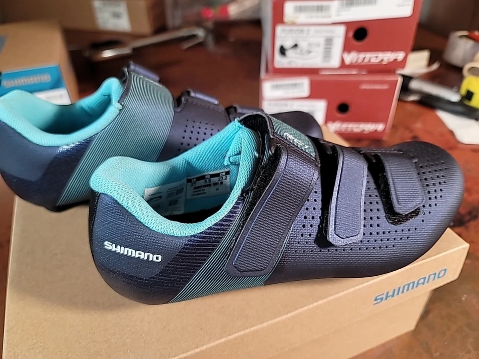 全新 Shimano RC1W SH-RC100W 女式公路自行车鞋 EU 37 美国 6.5 女式海军蓝  — 第 4/4 张图片