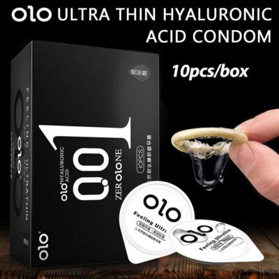 10pcs olo Ultra Thin Naturlatex Hyaluronsäure Schmiermittel Flüssigkeit Kondome