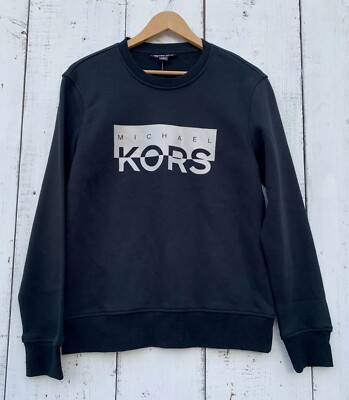 Michael Kors Mens Logo Black Long Sleeve Sweatshirt Sz Large