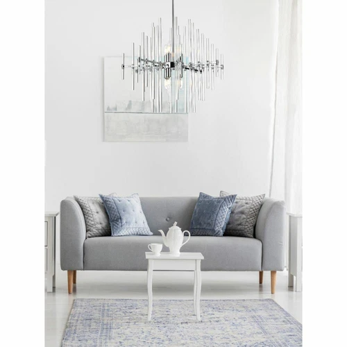 Chrome Sputnik Foyer Kitchen Island or Dining Room Chandelier 8 Light Fixture - Picture 3 of 9