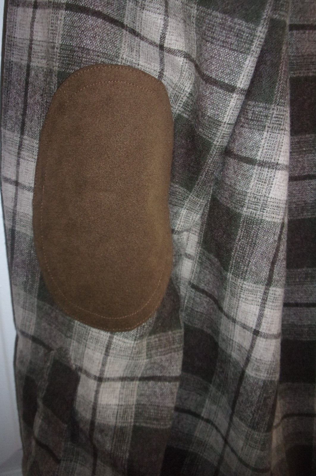 MENS BROWN PLAID WOOL PENDLETON ELBOW PATCH LONG … - image 4