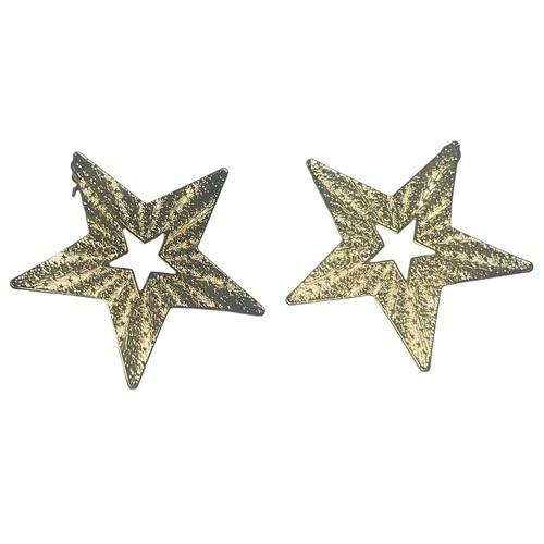 Hoop Dangle Statement Earring Lot Gold Tone 4 Pair Big Chunky Star Stud Vintage - Picture 12 of 15