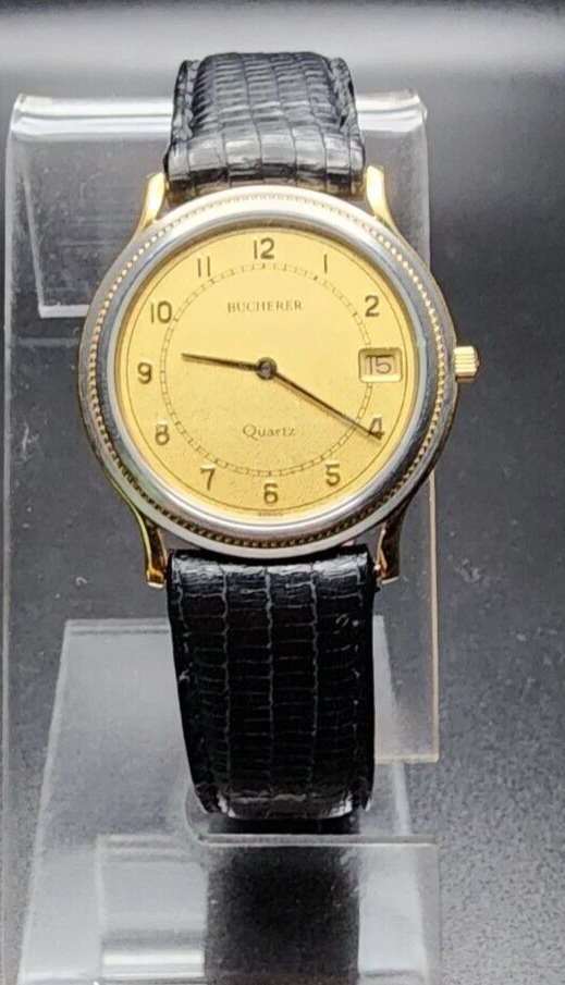 Reloj de Vestir Suizo Bucherer 14K GP De Colección - 30mm Calatrava y Bisel Borde Moneda - Casi Nuevo Foto 3 de 4