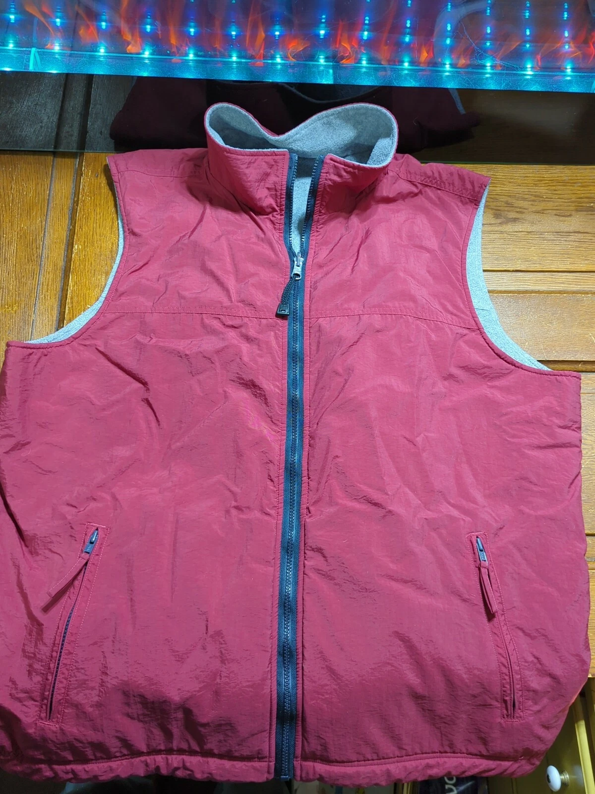 Britches Reversible Vest Size XXL Men's Red / Gray Fleece Full Zip Vest