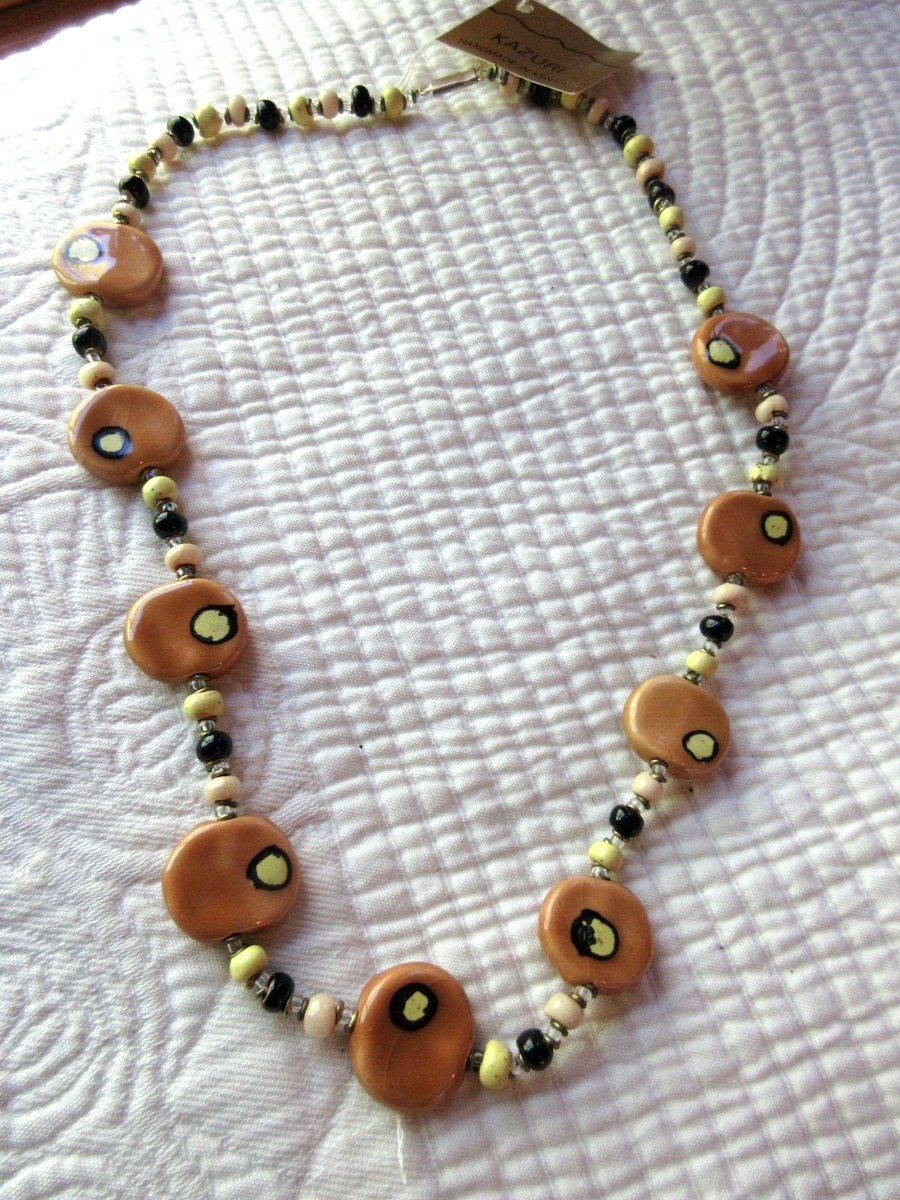 KAZURI VINTAGE NECKLACE HANDMADE KENYA FAIR TRADE ONYX W/BEADS 24