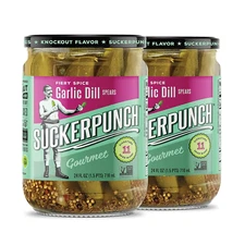 SuckerPunch Spicy Dill Pickles 24 Oz Jar, Keto Friendly, Gluten Free, Vegan